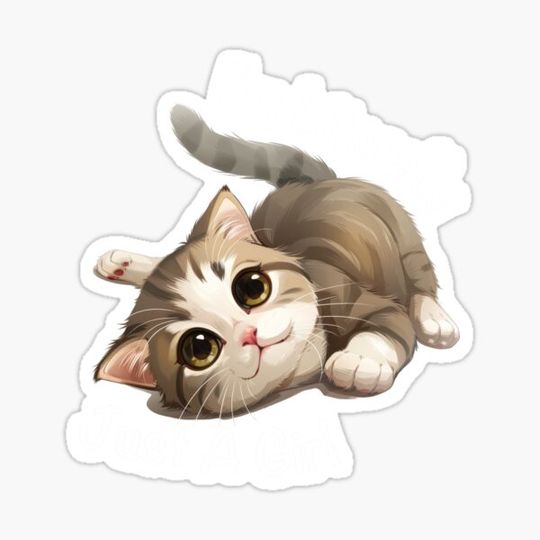 Discover I'm Literally Just A Girl Cute Cat White Text