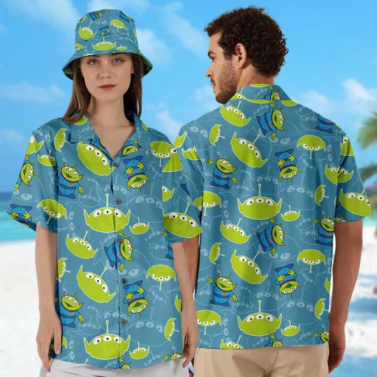 Discover Animated Green Aliens Hawaiian Shirt, Toy Movie Hawaii Shirt