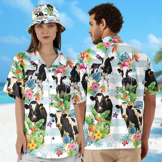 Discover Cattle Lovers Hawaii Shirt, Funny Cow Button Up Shirt Holiday