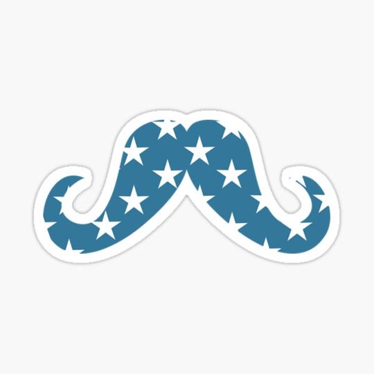 4th of july blue mustache with stars