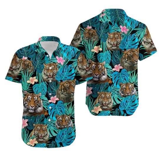 Discover Tiger Tropical Hawaii Shirt, Gift For Men, Couple Hawaiian Shirt