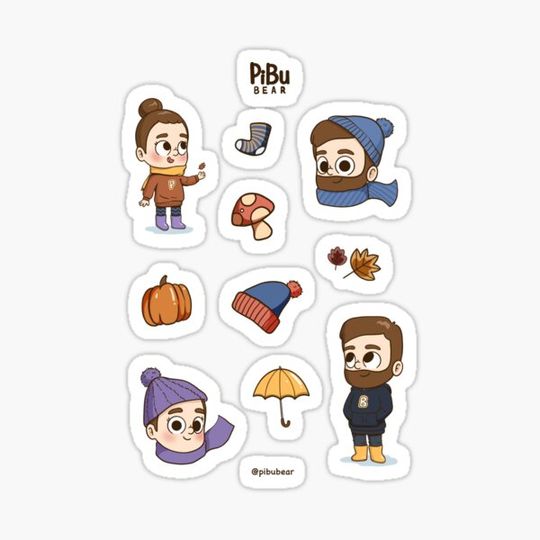 Discover Autumn Stickers Pibubear