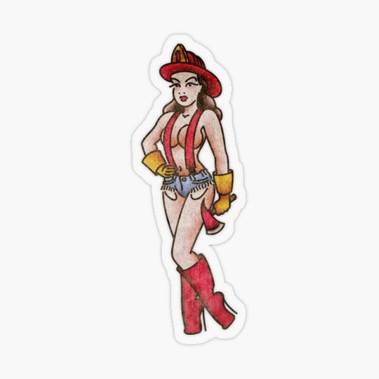 Discover Salty-Dog American Traditional Firefighter Pin-up