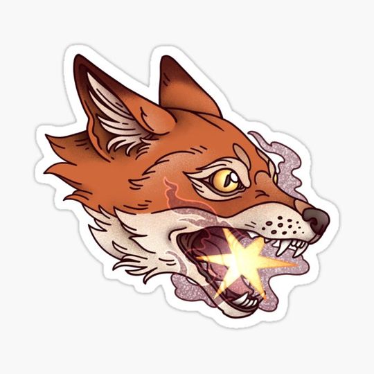 Discover Neo Traditional Fox Tattoo Design Furry Fox with Shooting Star Whimsigoth Forestcore Goblincore
