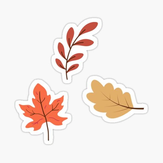Discover Fall leaves sticker pack for autumn and halloween in red, orange and yellow colors