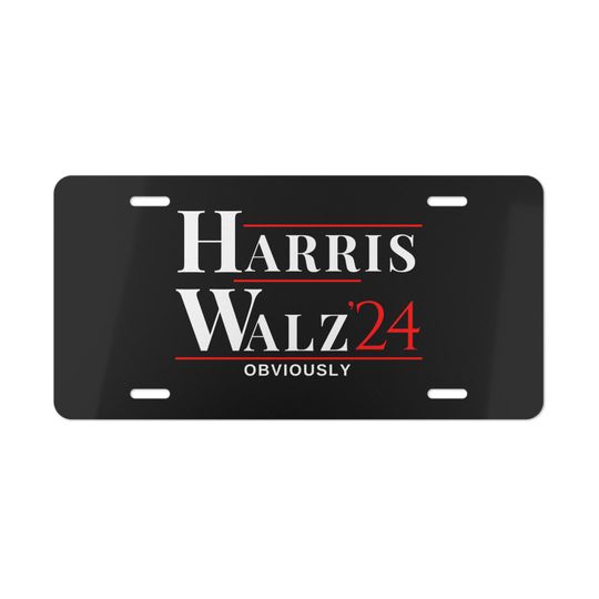 Discover Harris Walz 2024 License Plate, 2024 Election Merch
