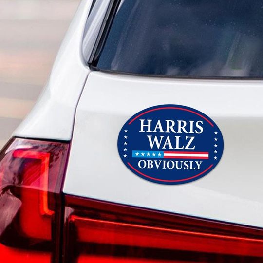 Discover Harris Walz 2024 Obviously Car Magnet, Harris For President 2024 Vehicle Magnet
