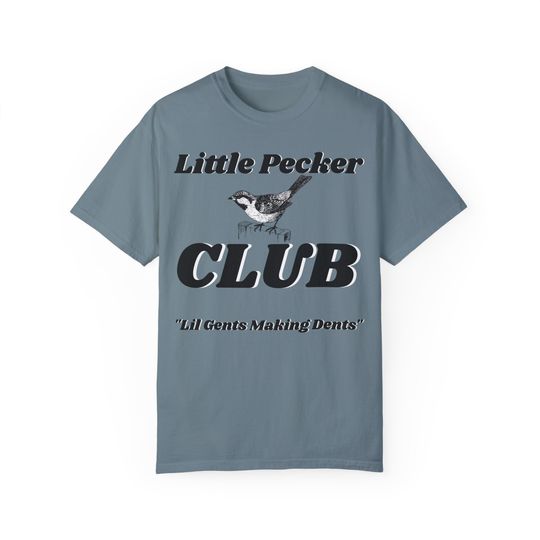 Discover Feathered Humor Tee: 'Little Pecker Club - Lil' Gents Making Dents