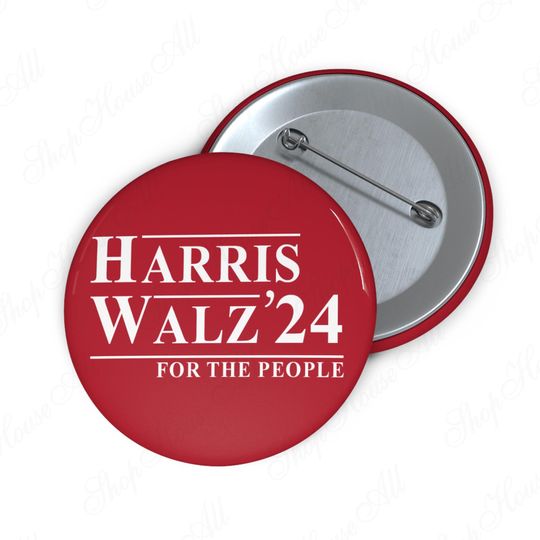 Discover Harris Walz 2024 For The People Button, Kamala Harris 2024 Pin Button