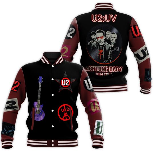 Discover U2 Rock Band Baseball Jacket, Achtung Baby Baseball Jacket, U2 2024 Tour Jacket