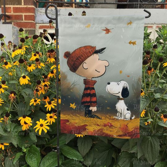 Discover Happy Fall Flag, Snoopy Autumn Season Welcome, Fall Seasonal House Flag