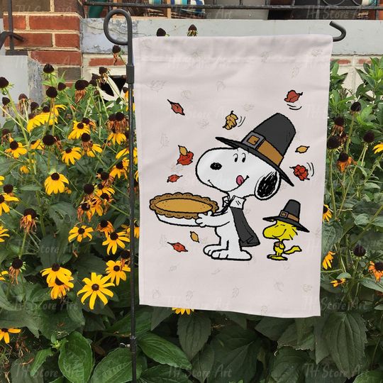 Discover Thanksgiving Scene Snoopy House Flag , Cottagecore Fall Decor
