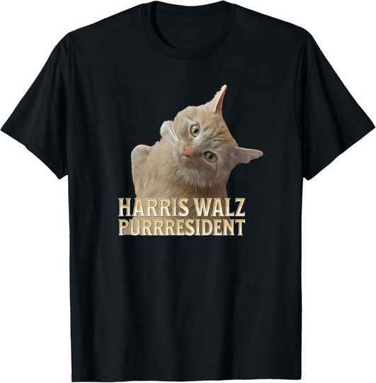 Discover Elect Harris Walz 2024 President Purrresident Vote T-Shirt