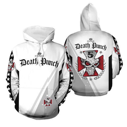 Discover Five Finger Death Punch Band Skull Men 3D Printed Lightweight Pullover Hoodie