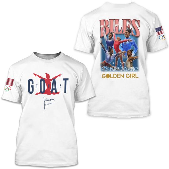 Discover HOT HOT -  GOAT Simone Biles 2024 Paris Olympics Golden Girl 3D T-Shirt – White