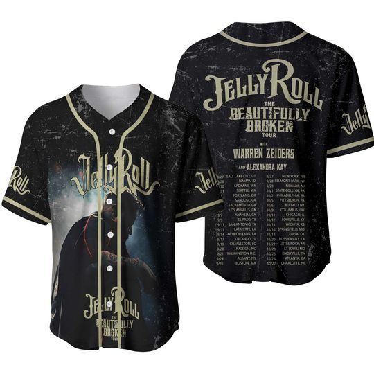 Discover Jelly Roll Schedule Of The Beautifully Broken Tour 2024 Baseball Jersey