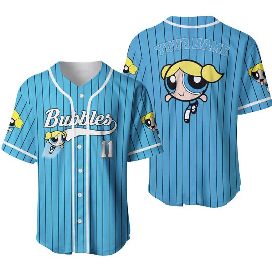 Discover Personalized Powerpuff Girls Baseball Jersey - Custom Bubbles Shirt