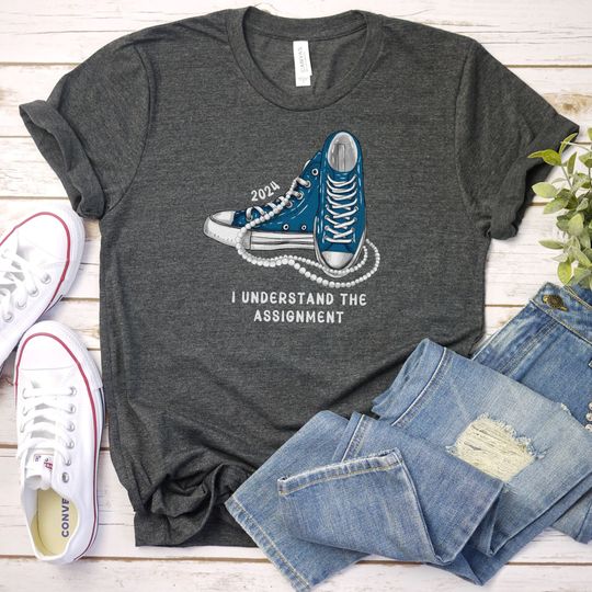 Discover I Understand The Assignment Vote Blue rally Shirt, Kamala Harris Sneakers and Pearls