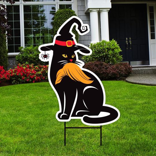 Discover Cat Ladies Kamala Harris 2024 Yard Sign - Coroplast Harris For President Lawn Sign, Childless Cat Lady, Halloween Signs with Metal H-Stake