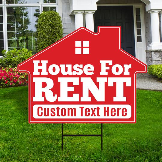 Discover House for Rent Yard Sign Personalized - Visible Text Custom House for Rent Yard Sign with Metal H-Stake