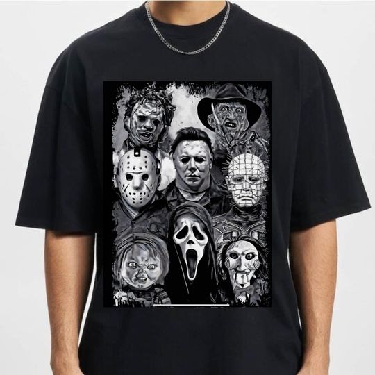 Discover Horror Movie Sweatshirt Halloween Horror Shirts Monsters Friends
