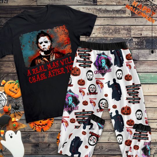 Discover A Reel Man Chase After You Michael Myers Halloween Pajamas Set