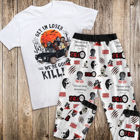 Discover Get In Loser Horror Movie Halloween Pajamas Set, Killin It Halloween Pajamas Set