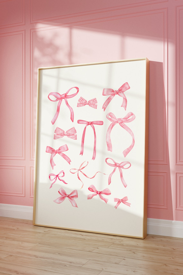 Discover Pink Bows Coquette Wall Art - Girly Room Decor