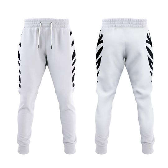 Discover Men's Fan Joggers/Team Colors White Black Tiger Striped