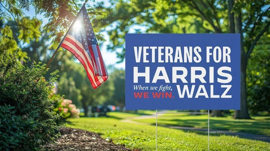 Discover Veterans for Harris Walz Plastic Yard Sign