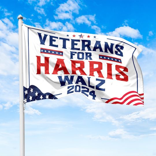Discover Veterans For Harris Walz 2024 Election House Flag, Harris For President 2024
