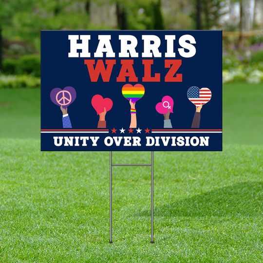 Discover Harris Walz Unity Over Division Yard Sign, Political Yard Sign, Kamala Harris Yard Sign, Vice President Yard Sign, Tim Walz Yard Sign
