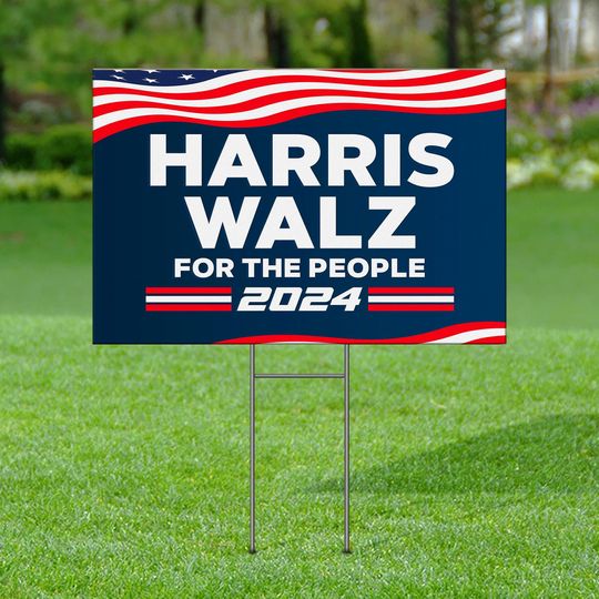 Discover Kamala Harris Tim Walz For The People 2024 Yard Sign, Vote Harris Walz Yard Sign, President VP 2024 US Election Yard Sign, Vote Blue Sign