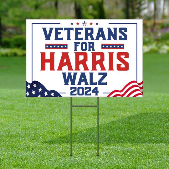 Discover Veterans For Harris 2024 Yard Sign, Election Sign, Kamala Harris Walz Yard Sign