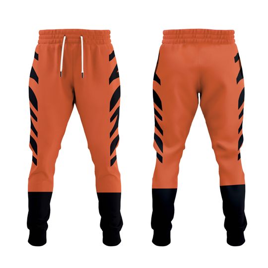 Discover Cincinnati Men's Joggers/ Team Colors Orange With Black Tiger Stripes