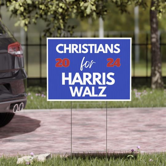 Discover Christians for Harris Walz 2024 Yard Sign Double Sided Kamala Harris Walz Yard Sign