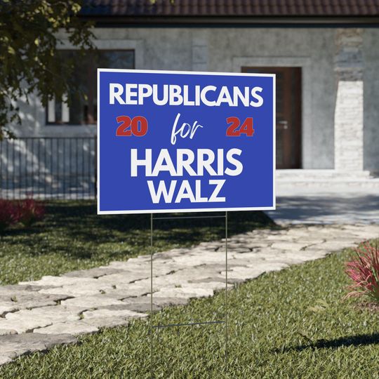 Discover Republicans for Harris Walz 2024 Yard Sign Double Sided Kamala Harris Walz Yard Sign