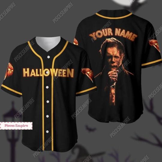 Discover Halloween Michael Myers Jersey, Custom Horror Movie Shirt, Michael Myers Baseball Jersey Team, Horror Characters Shirt, Halloween Gift