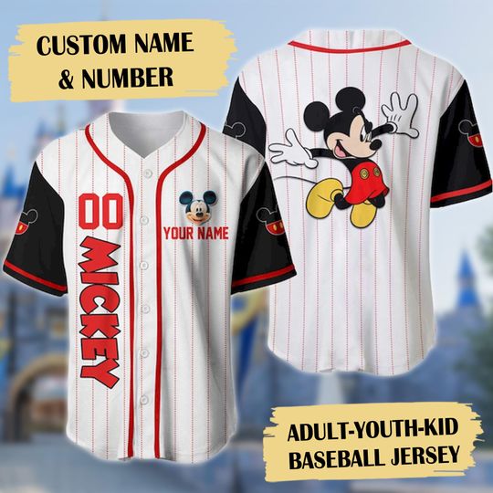 Discover Personalized Mouse Head Character Baseball Jersey, Mouse Baseball Jersey