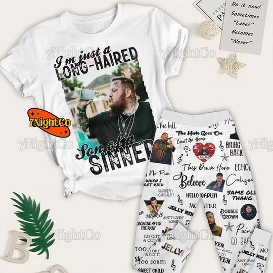 Discover Jelly Roll Pajamas Set, Jelly Roll Tour 2024 Pajamas Pants, Jelly Roll Son Of A Sinner