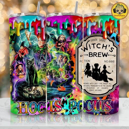 Discover Neon Magic Witches Brew 20 oz Skinny Tumbler, Halloween Character 20 oz Skinny Tumbler