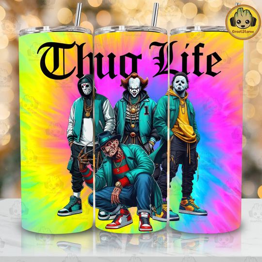 Discover Thug Life Killer Friends Halloween 20oz Tumbler, Halloween Character Straight Tumbler