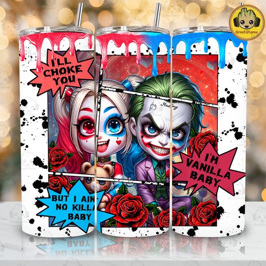 Discover Halloween Horror Couple Tumbler, Im Vanila Baby 20oz Skinny Tumbler