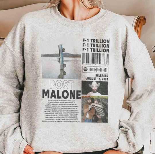Discover Post Malone Sweatshirts, F-1 Trillion Album Vintage Sweatshirts