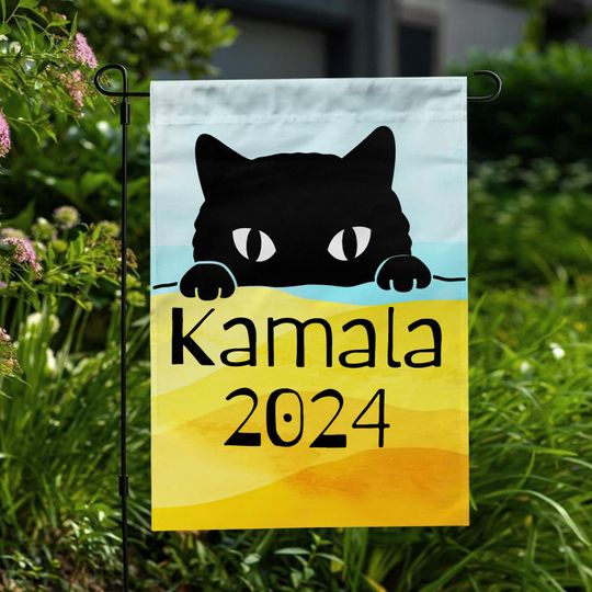 Discover Harris Walz Election 2024, Kamala Black Cat Garden Flag