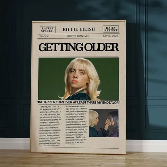 Discover Billie Eilish Poster, Billie Eilish Album Cover, Happier Than Ever Poster