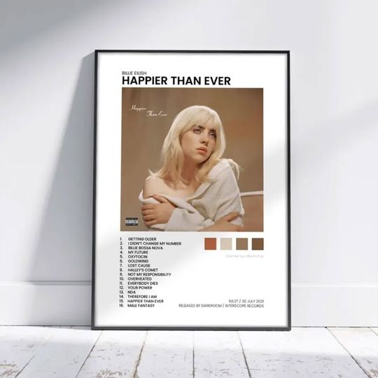 Discover HAPPIER THAN EVER Poster - Billie Eilish Album Cover Poster