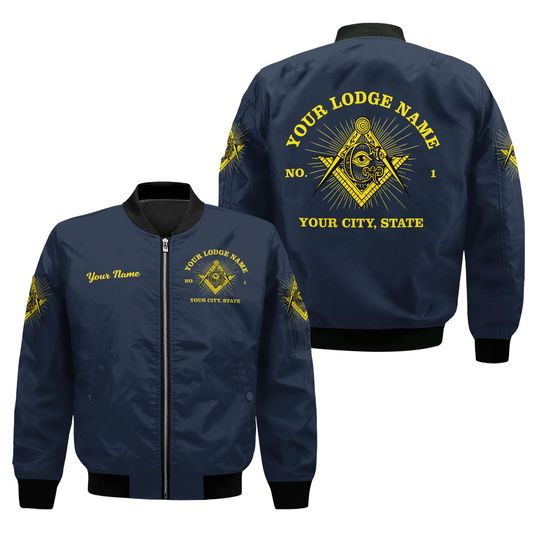 Discover Custom Name Lodge Name Fremasonry Masonic PHA Unisex Bomber Jacket
