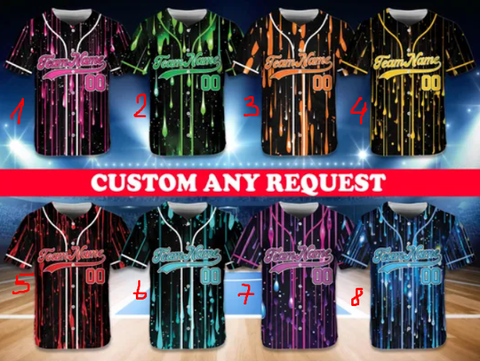 Discover Personalized Color Dripping Baseball Jersey Custom Name Number