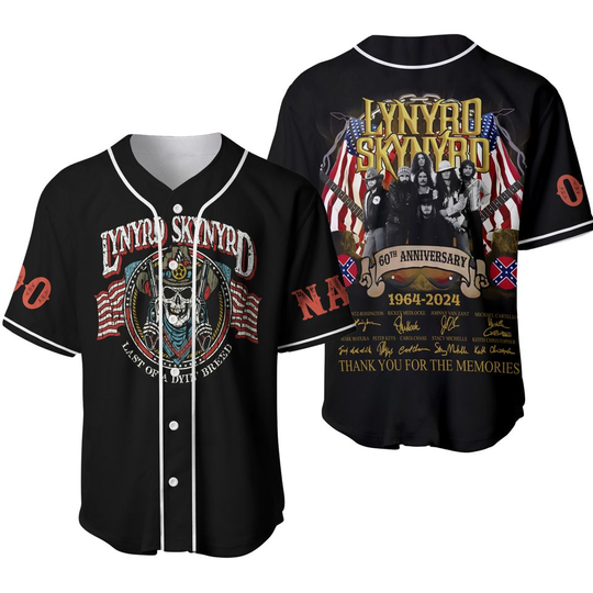Discover Personalized Lynyrd Skynyrd 60th Anniversary Baseball Jersey Shirt